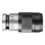Close-up of Facom 1/4 drive lock-ring bit holder EF.R, showing textured grip and metal construction.