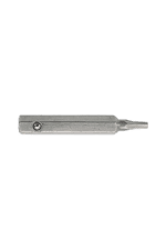 Close-up of a precision screwdriver with a metallic handle and a flat-head tip, used for detailed mechanical work.