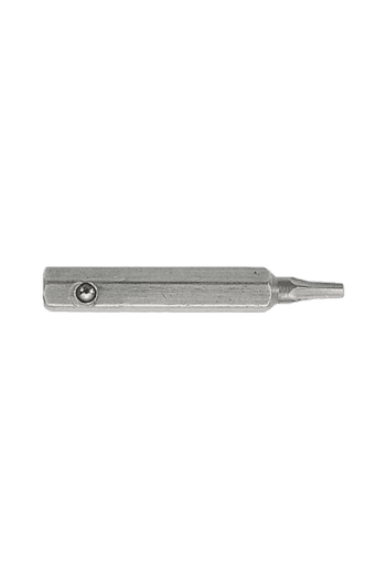 Close-up of a precision screwdriver with a metallic handle and a flat-head tip, used for detailed mechanical work.