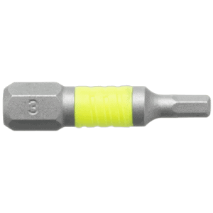 Close-up of a yellow and silver screw bit for metric countersunk hex head screws, part of Facom EH.1TF series.