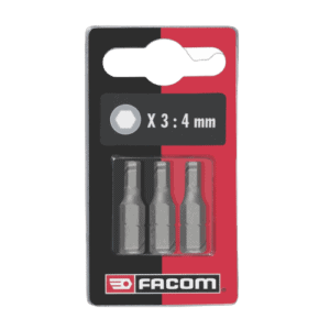 Facom EH.10 set of 3 metric countersunk hex head screw bits for precision fastening.