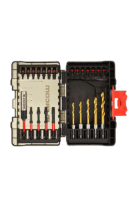 Facom Max Impact Set with various drill bits and screwdriver bits in a compact case for professional use.