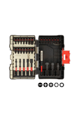 Set of precision screwdrivers and bits in a black plastic case, ideal for mechanics and DIY enthusiasts.