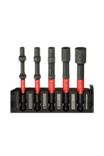 Set of six black and red precision screwdrivers with ergonomic handles, ideal for detailed mechanical work and electronics repair.