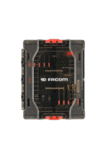 Close-up of a Facom electronic circuit tester with a transparent casing showing internal components.