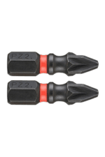 Two Pozidriv screwdriver bits with black and red handles, designed for precision screwdriving tasks.