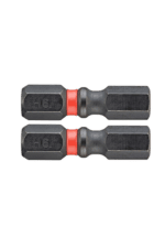 Two black H6 hex socket bits with red rings, used for precision fastening in racewear applications.