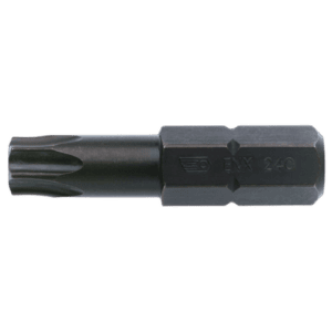 Impact bit for Torx screws, black, with hexagonal shank, suitable for high-torque applications.