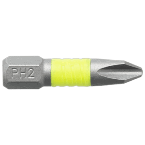 Close-up of a Phillips screwdriver bit from Facom EP.1TF series with a yellow grip, designed for precision screwdriving tasks.