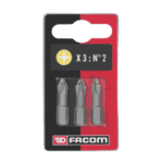 Facom EP10T set of 3 high-performance screwdriver bits, series 1, 25mm, in packaging with red and black design.