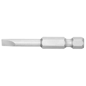 Close-up of a Facom ES.6 standard bits series 6 screwdriver bit for slotted head screws on a black background.