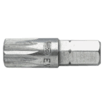 Close-up of a Facom EV.1 standard bits series 1 XZN screwdriver bit with multiple teeth head for precision screwdriving.