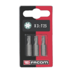 Facom EX1 set of 3 series 1 Torx bits EX120.J3 for precision screwdriving and automotive repairs.