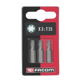 Facom EX1 set of 3 series 1 Torx bits EX120.J3 for precision screwdriving and automotive repairs.