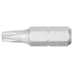 Close-up of a Tamper Resistant Torx Plus screwdriver bit, model T20, used for precision fastening tasks.