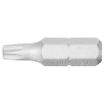 Close-up of a Tamper Resistant Torx Plus screwdriver bit, model T20, used for precision screwdriving tasks.