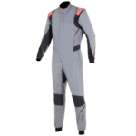 Grand Prix Racewear racing suit in grey with black and red accents, designed for motorsport safety and performance.