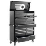 Facom US chest with 8 drawers in black, featuring a lockable top compartment and mobility wheels for workshop organisation.
