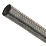 Close-up of a braided nitrile hose used in high-performance automotive applications, showcasing durability and flexibility.