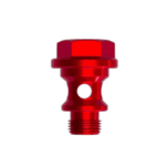 Red Grand Prix Racewear banjo bolt for motorcycle fuel systems, lightweight and durable design.