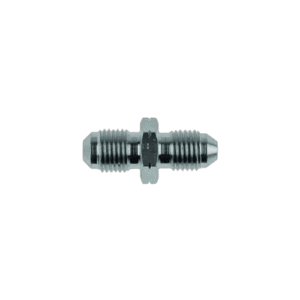 Close-up of a small metallic screw fitting, used in racing gear and equipment for secure fastening.