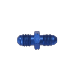 Blue Goodridge 3/8 Metric Convex Adaptor for racing and automotive fluid connections.