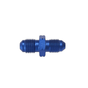 Blue Goodridge 9/16 Metric Convex Adaptor for racing brake lines and hydraulic systems.