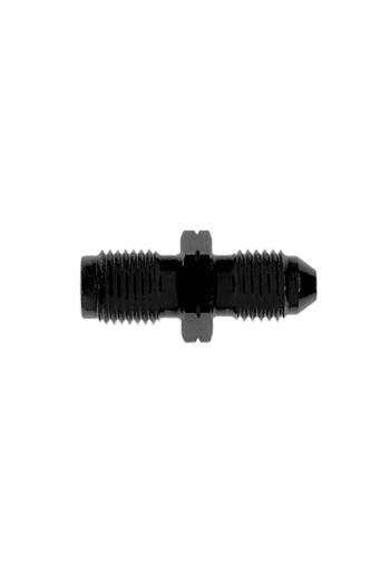 Close-up of a black racing car wheel nut with detailed threading, used in motorsport for secure wheel attachment.