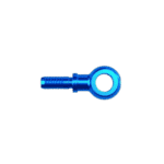 Close-up of a blue Grand Prix Racewear G-Line hose end with straight male convex seat for racing applications.