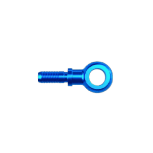 Close-up of a blue Grand Prix Racewear G-Line hose end with straight male convex seat for racing applications.