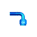 Blue Grand Prix Racewear G-Line Hose End 90° Swept Tube Female Concave Seat for racing applications.