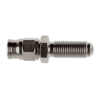 Close-up of a Goodridge -03 600 Straight B/Head fitting, used in high-performance racing applications.