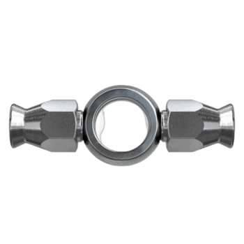 Goodridge Banjo Double Straight fitting for hydraulic brake and clutch systems, made of durable metal with a polished finish.