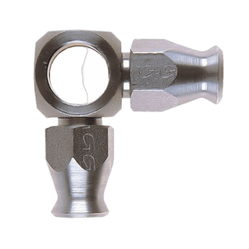 Grand Prix Racewear banjo double with 10mm hole, high-quality metal construction for motorcycle or racing applications.