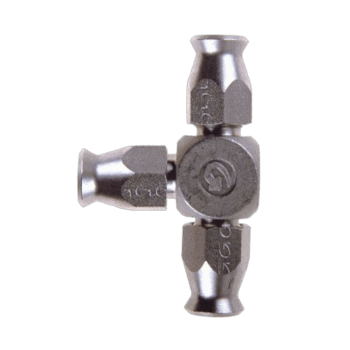 Grand Prix Racewear stainless steel tee fitting for racing fuel lines, durable and corrosion-resistant.