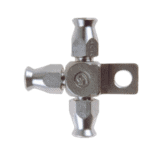 Metal universal joint fitting for hoses and pipes, suitable for racing and industrial applications.