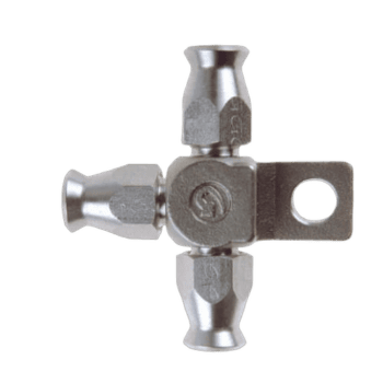 Metal universal joint fitting for hoses and pipes, suitable for racing and industrial applications.
