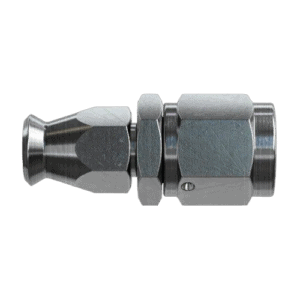 Close-up of a Goodridge -6001 straight female 600 series fitting, showcasing its metallic construction and precise threading.