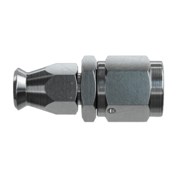 Close-up of a Goodridge -6001 straight female 600 series fitting, showcasing its metallic construction and precise threading.
