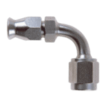 High-quality female 90° degree 600 series JIC fitting for hydraulic and racing applications.