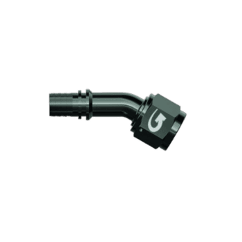 Grand Prix Racewear G-Flex fitting with 30° swept tube female concave seat for high-performance automotive applications.