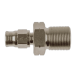 Close-up of a metal fitting with a straight 3/8x20 BSF thread, used in hydraulic or pneumatic systems.