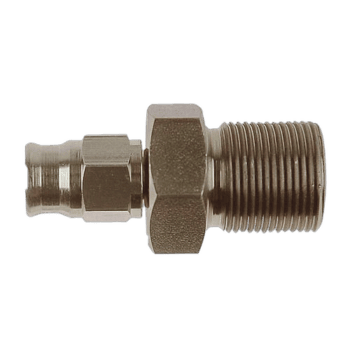Close-up of a Goodridge female bulkhead fitting with JIC/UNF threads for high-performance racing applications.