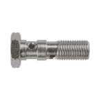 Close-up of a Goodridge double banjo bolt used in high-performance brake and hydraulic systems.