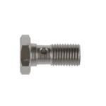 Close-up of a Goodridge single banjo bolt used in high-performance brake and fuel systems.