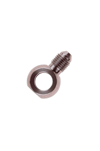 Close-up of a precision metal bolt with a threaded end, used in high-performance racing applications.