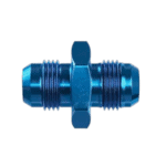 Blue Goodridge straight male JIC adaptor for racing and automotive applications.