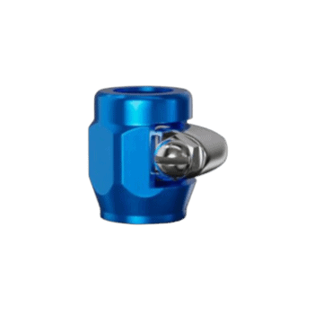 Grand Prix Racewear blue and silver hose finisher for 200 series hoses, durable and high-quality automotive part.