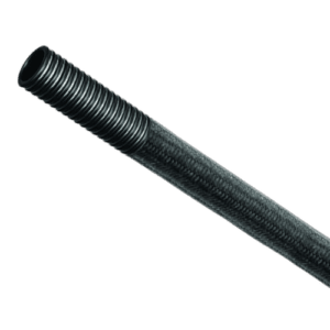 Close-up of a black braided racing hose, designed for high-performance automotive applications.