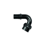 Grand Prix Racewear black 120º swept tube female concave seat hose end for high-performance automotive applications.